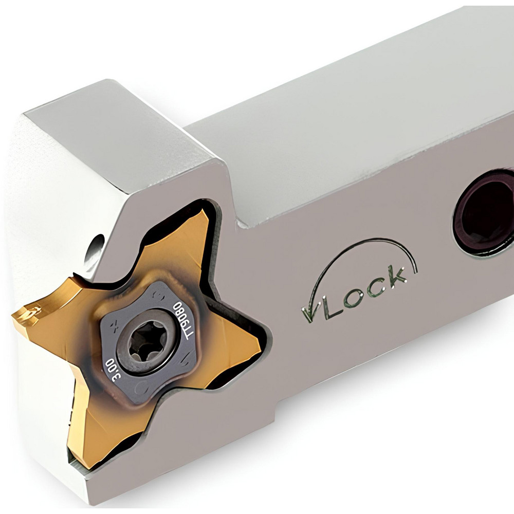 Ingersoll Cutting Tools Indexable Grooving-Cutoff Toolholder: TQHR19-27-TB, 0.02 to 1/8" Groove Width, 0.252" Max Depth of Cut, Right Hand - 6138849