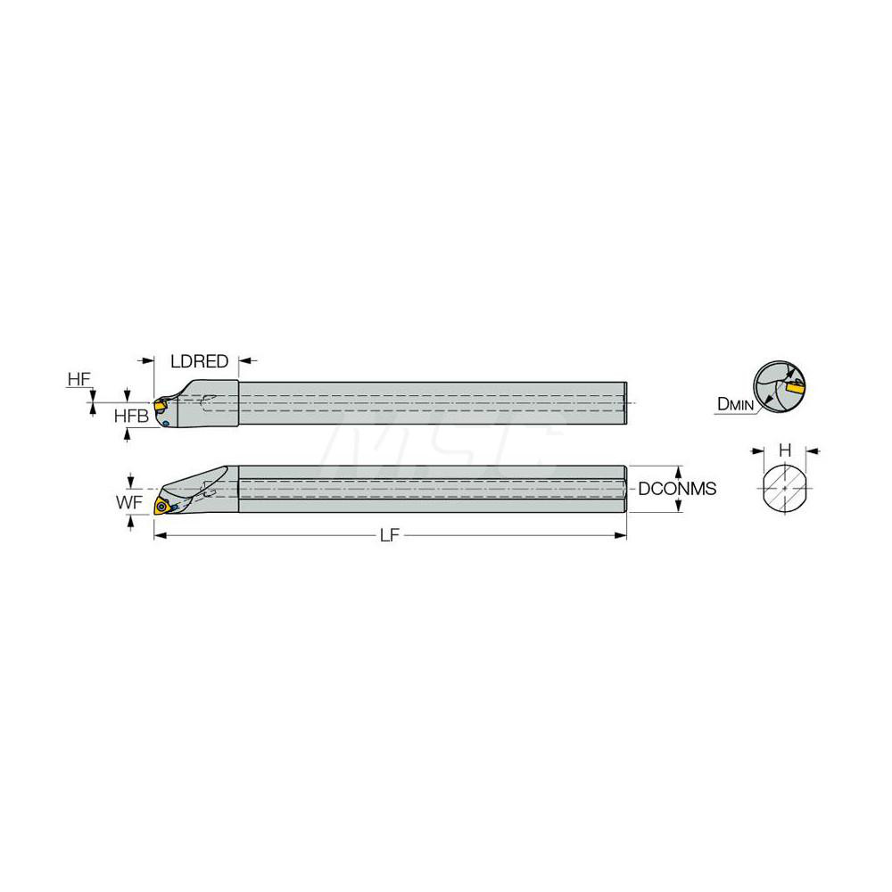 Iscar Indexable Boring Bar: A12M SWLNL-04, 14.00 mm Min Bore, Left Hand, 12.00 mm Shank Dia, 95 deg Lead - 6989899