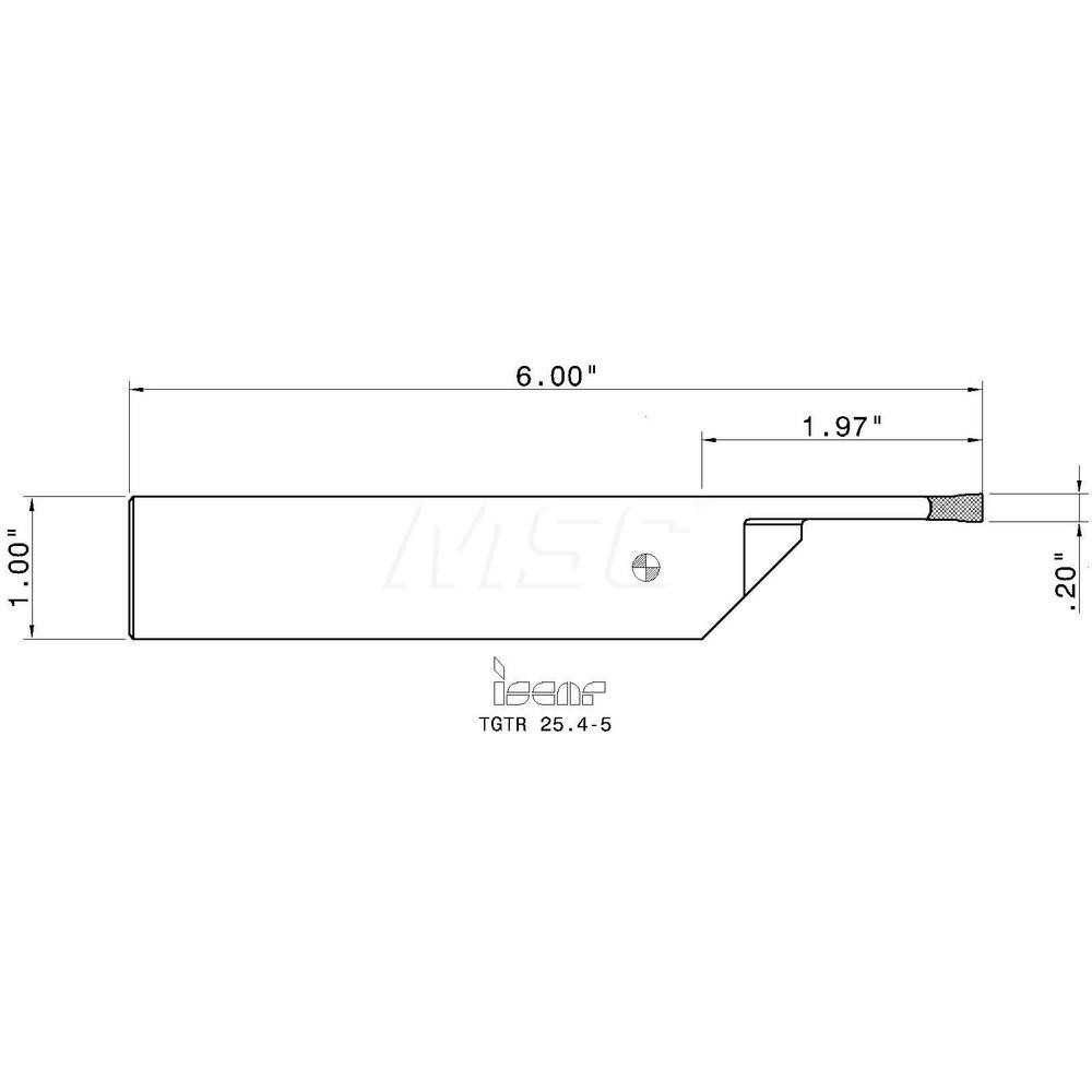 Iscar Indexable Grooving-Cutoff Toolholder: TGTR25.4-5, 4.7 mm Min Groove Width, 38.1 mm Max Depth of Cut, Right Hand - 2302209