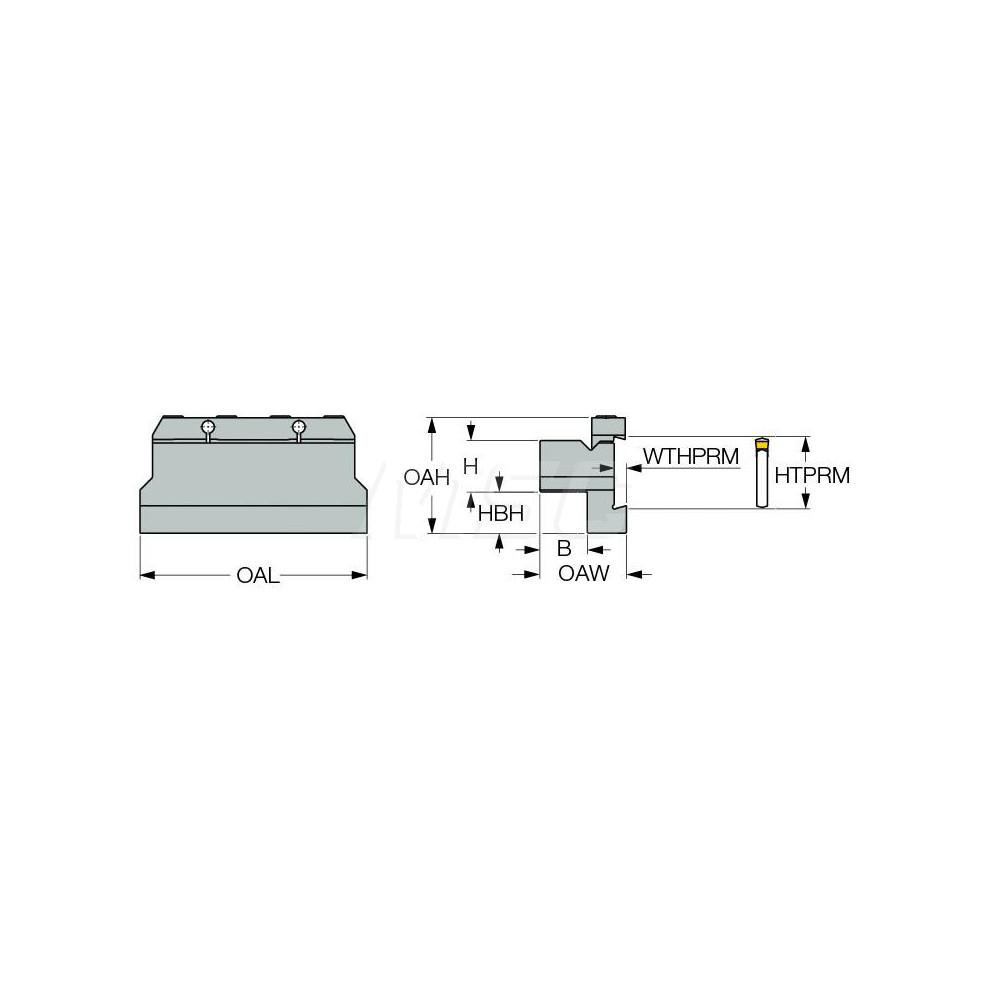 Iscar Tool Block Style TGTBU, 1.38" Blade Height, 4.331" OAL, 2.2"& OAH, Indexable Cutoff Blade Tool Block - 2302196