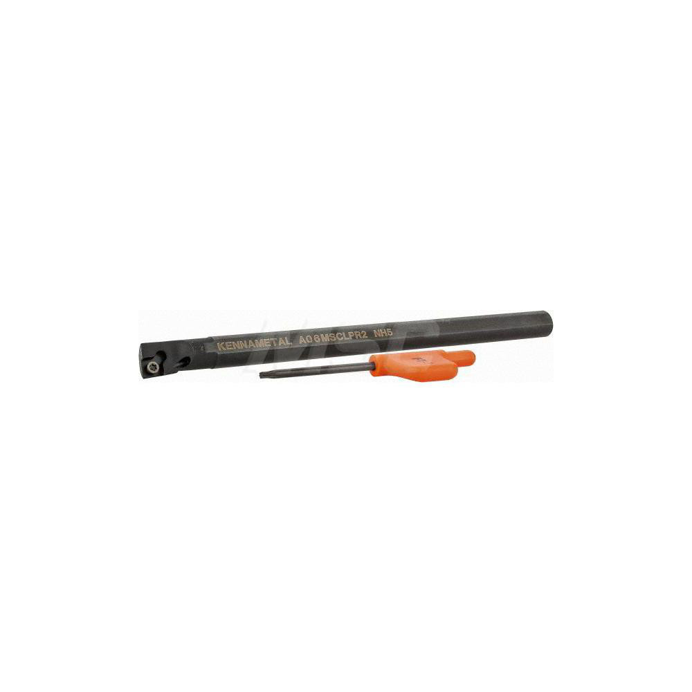 Kennametal Indexable Boring Bar: A06MSCLPR2, 12.19 mm Min Bore, Right Hand, 9.53 mm Shank Dia, -5 deg Lead, Steel - 1094669