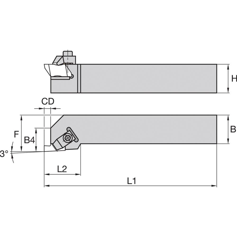 Widia Indexable Grooving Toolholder: NSL163C, External, Left Hand - 3639029