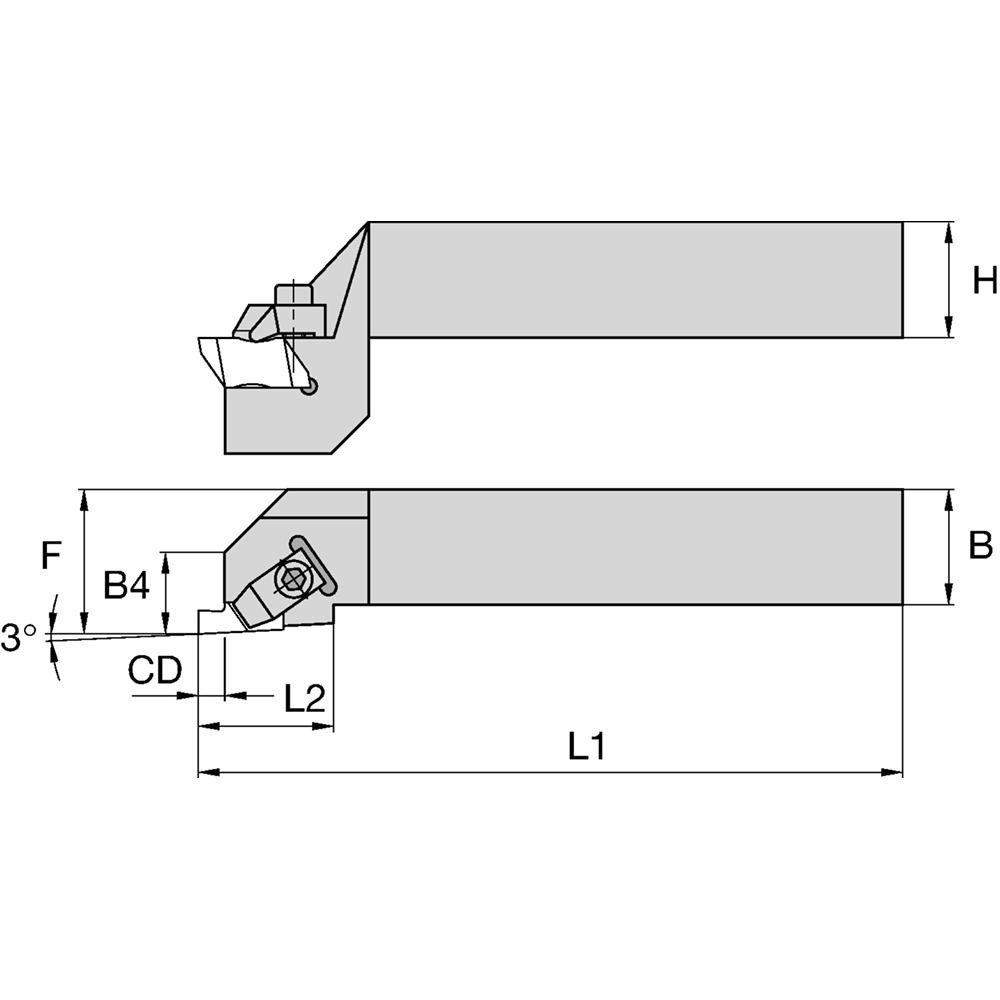 Widia Indexable Grooving Toolholder: NSL163C, External, Left Hand - 3639029