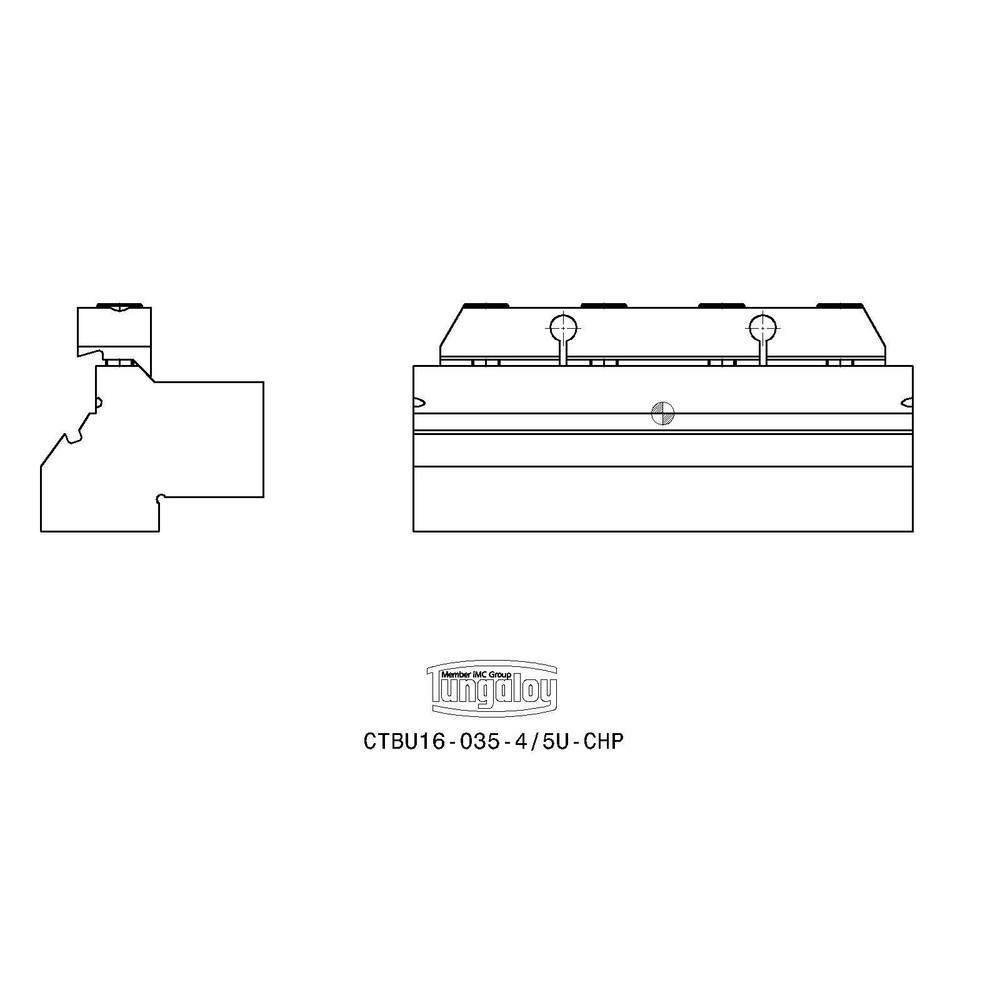 Tungaloy Tool Block Style CTBU-CHP, 4.331" OAL, Indexable Cutoff Blade Tool Block - 6734885