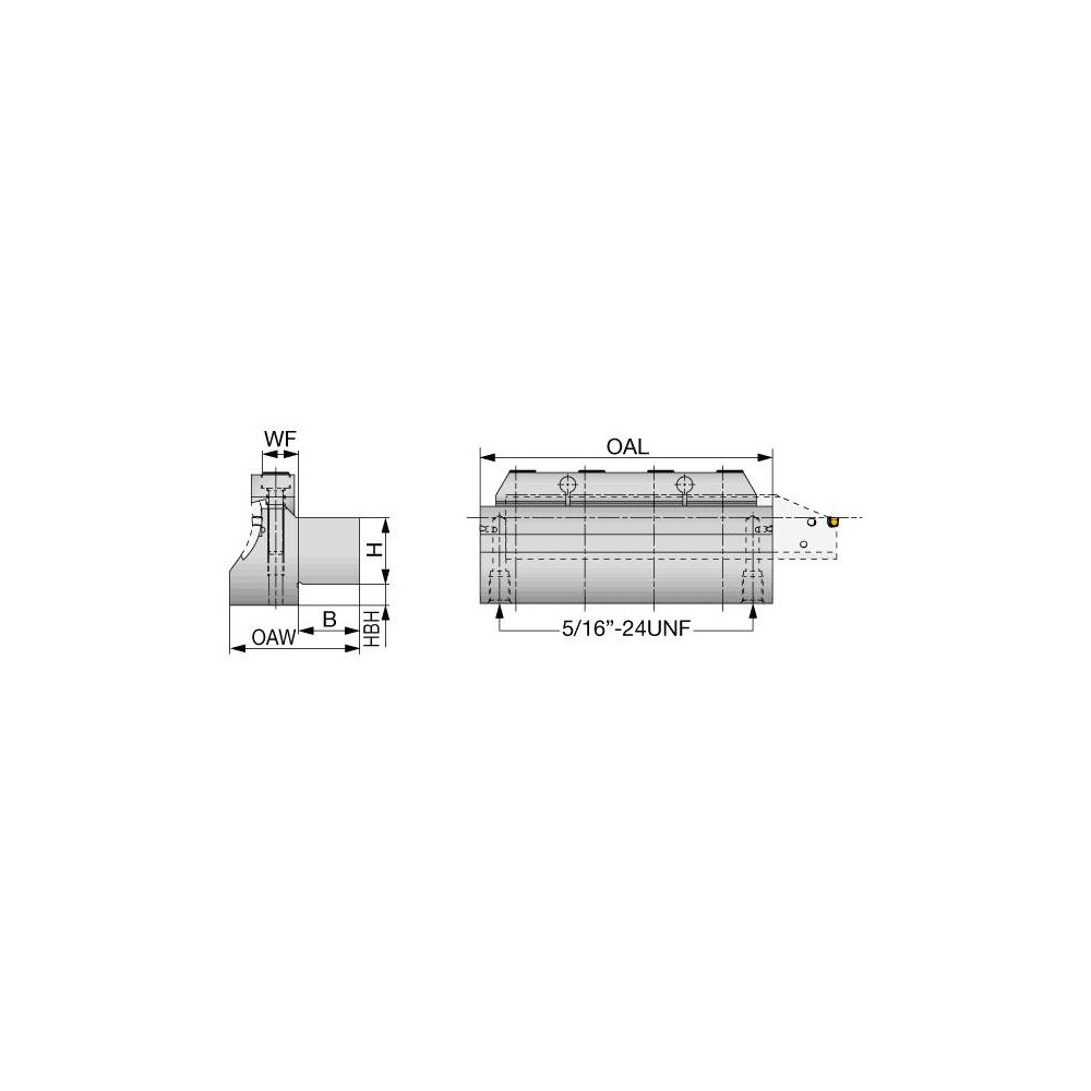 Tungaloy Tool Block Style CTBU-CHP, 4.331" OAL, Indexable Cutoff Blade Tool Block - 6734885