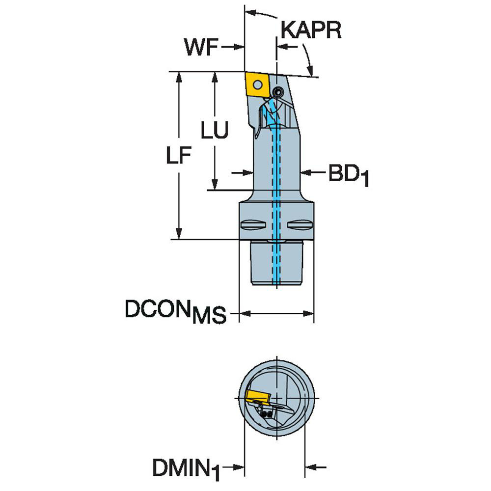 Sandvik Coromant Modular Turning & Profiling Head: Size C6, 175 mm Head Length, Right Hand - 6188717