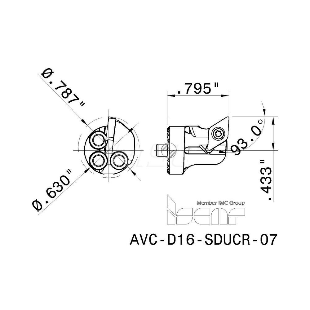 Iscar Replaceable Boring Bar Heads; Compatible Insert Style: DCMT; Insert Style: DC; Compatible Insert Size Code: 2-1; Tool Material: Steel; Multi-use Tool: No; Lead Angle: 95 deg; Through Coolant: Normal Pressure; Yes; For Shank Dia: 0.63 in; 16 mm; Cutting Tool Application: Turning - 3331860