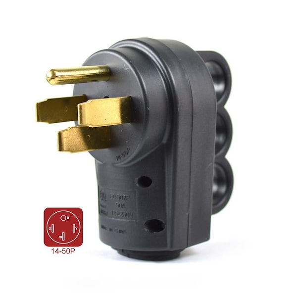 Superior Electric 50 AMP RV Plug NEMA 14-50P with Handle - ETL Approved - RVA1595