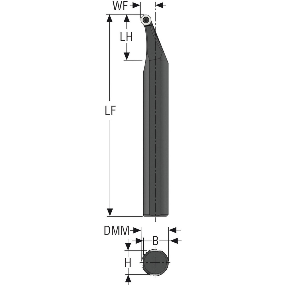 Seco Indexable Boring Bar: A20M-SRXCR08, 32.00 mm Min Bore, 19.98 mm Shank Dia, 90 deg Lead, Steel - 10102584