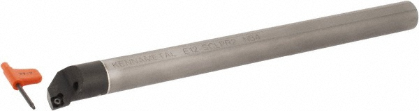 Kennametal Indexable Boring Bar: E12SCLPR3 KWH, 23.62 mm Min Bore, Right Hand, 19.05 mm Shank Dia, -5 deg Lead, Solid Carbide - 1152734