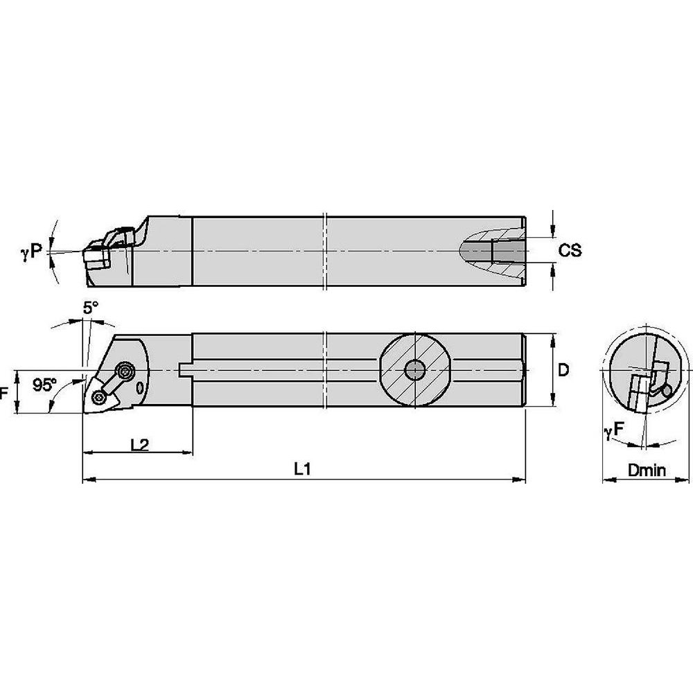 Widia Indexable Boring Bar: A20UMWLNR4, 1.4700" Min Bore, Right Hand, -5 deg Lead, Steel - 2951407