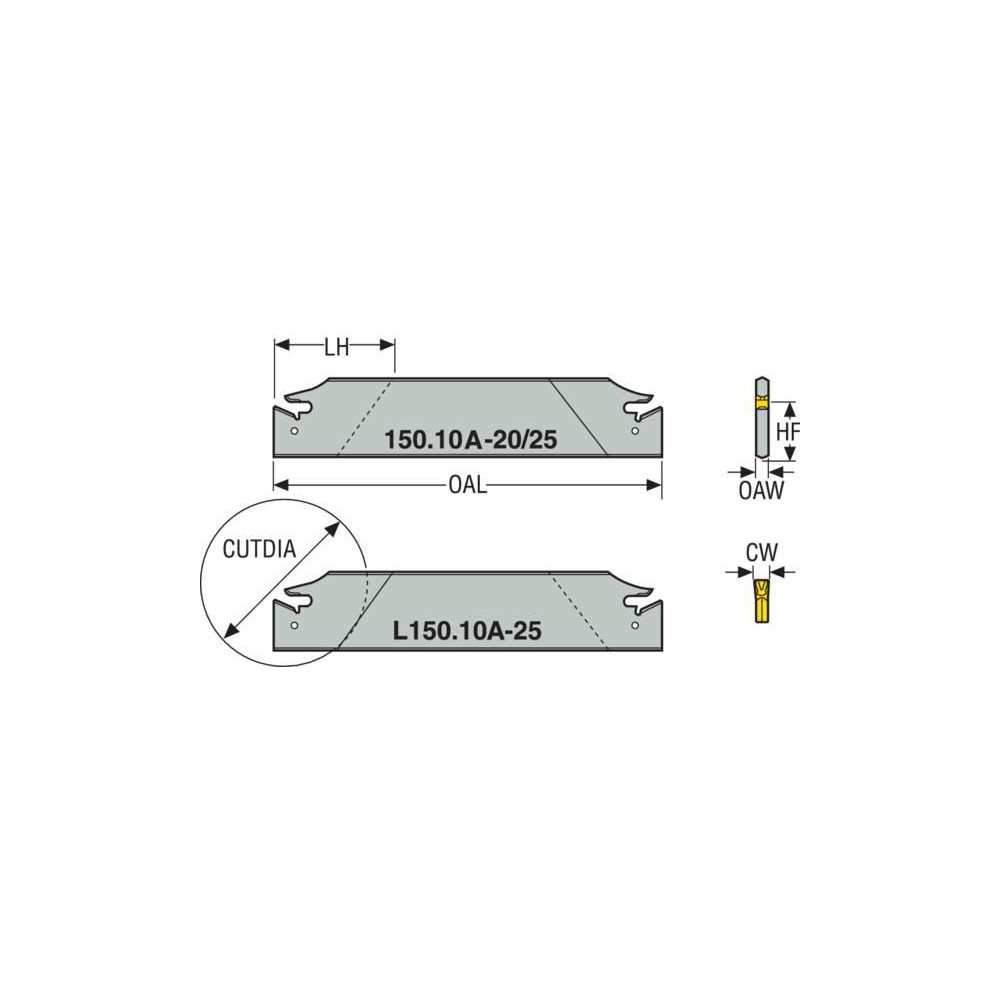 Seco 150.10A Double End Neutral Indexable Cutoff Blade - 02578579