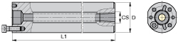 Kennametal Indexable Boring Bar: A28MDUNR4, 2.2500" Min Bore, Right Hand, -3 deg Lead, Steel - 1096449