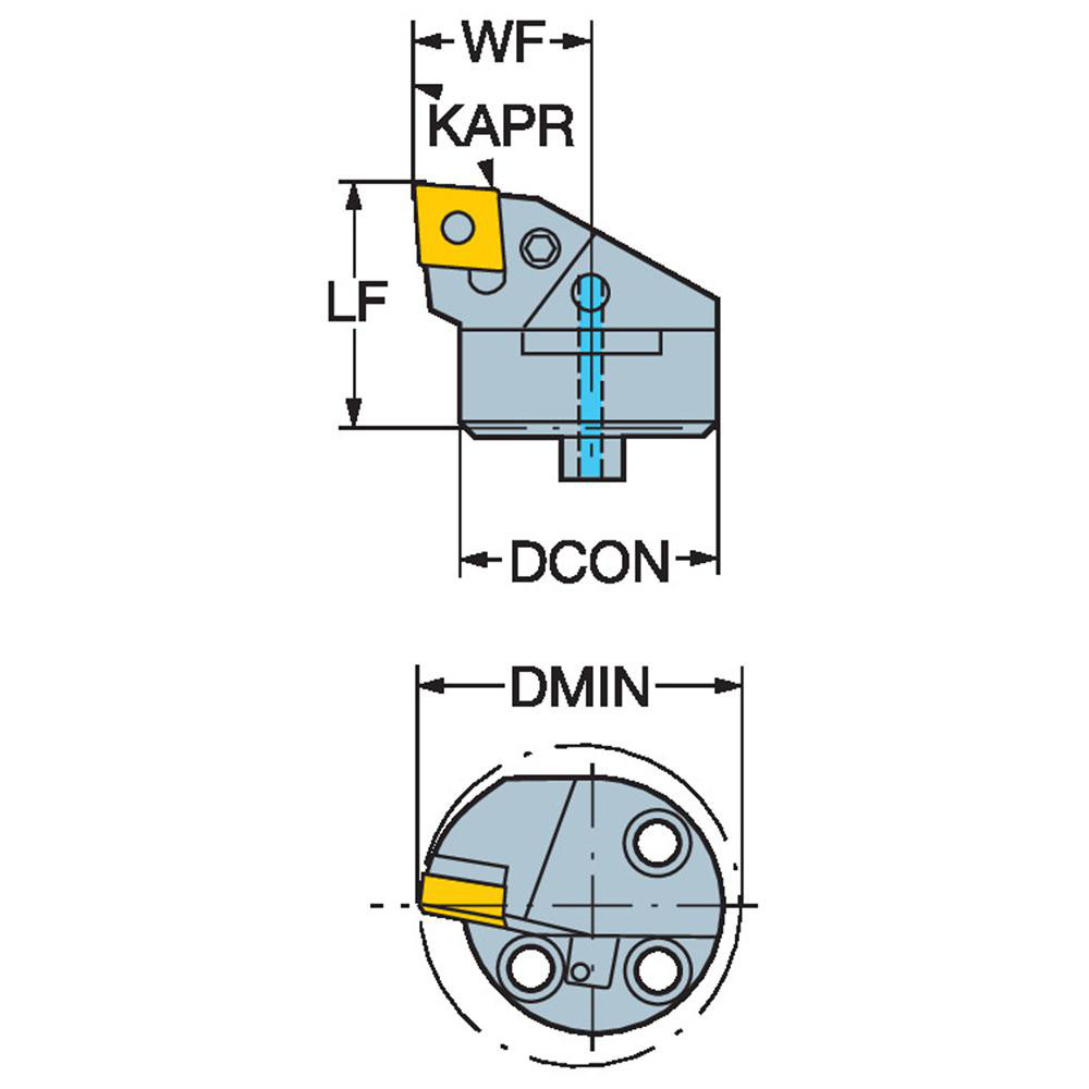 Sandvik Coromant Modular Turning & Profiling Head: Size 32, 32 mm Head Length, Internal, Right Hand - 5746686