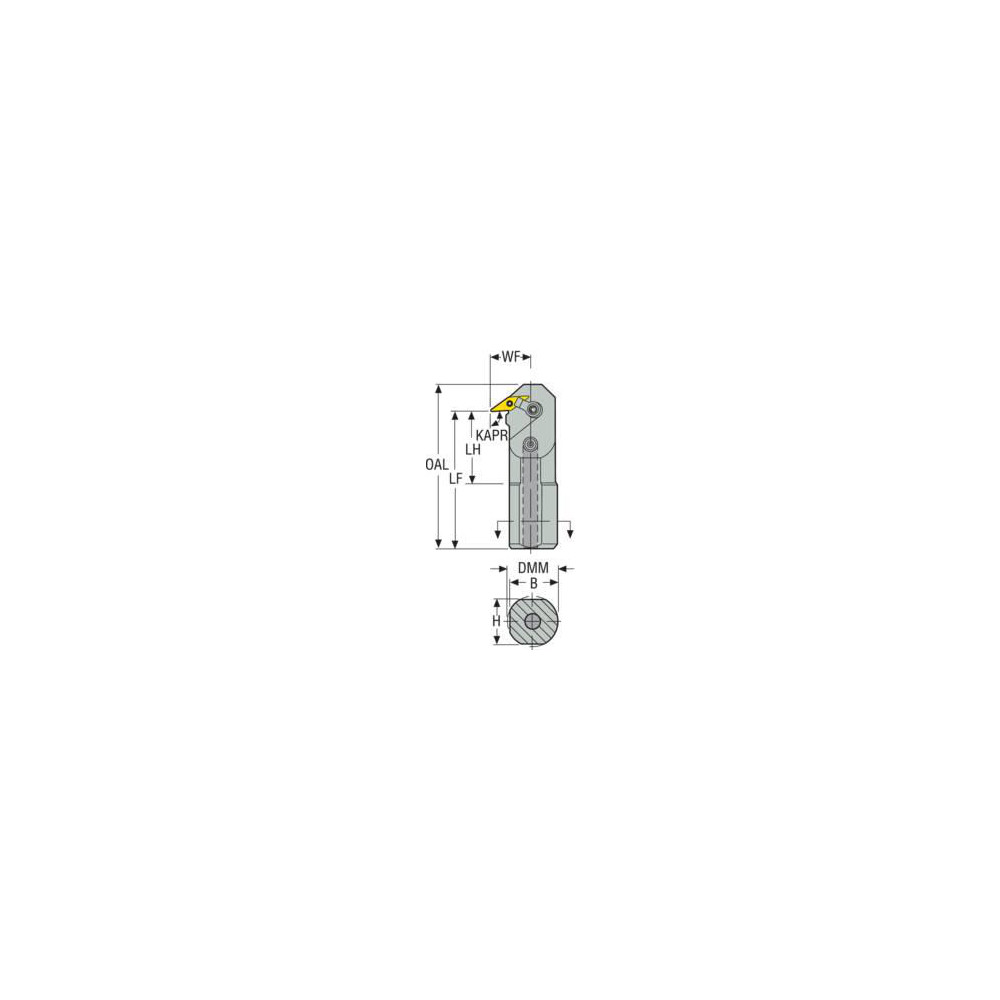 Seco Indexable Boring Bar: A24-MVLNR-3, 2.2500" Min Bore, Right Hand, -5 deg Lead, Steel - 00041118