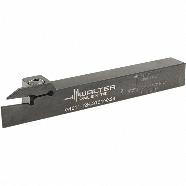 Walter Indexable Grooving-Cutoff Toolholder: G1011.12R-3T33GX34-P, 3 to 3 mm Groove Width, 33 mm Max Depth of Cut, Right Hand - 7337665
