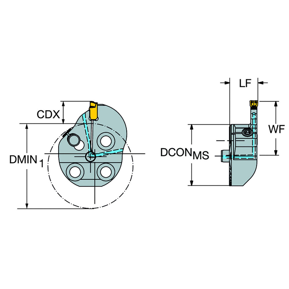 Sandvik Coromant Modular Grooving Head: Right Hand, Cutting Head, System Size 25, Uses QI-N Size G Inserts - 8222620