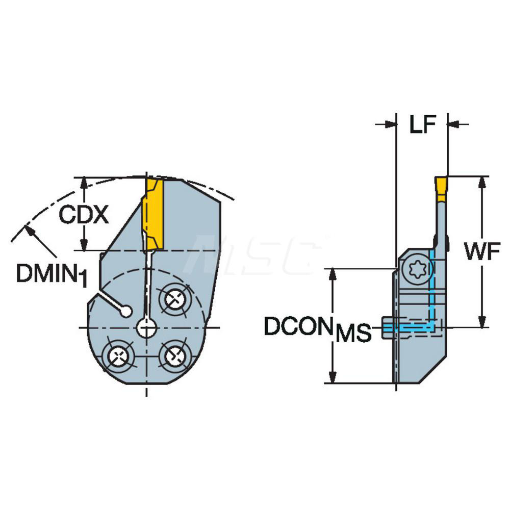 Sandvik Coromant Modular Grooving Head: Right Hand, Cutting Head, System Size 25, Uses N123 Size F Inserts - 5764521