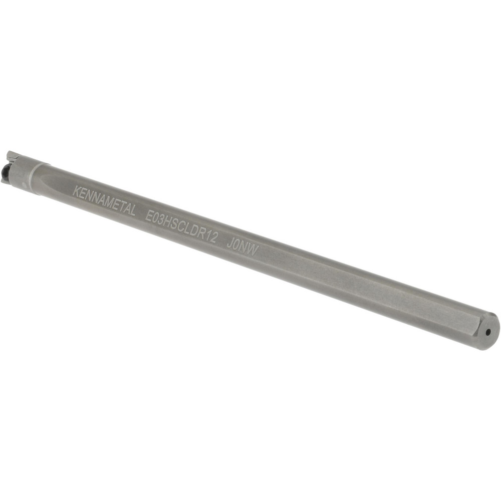 Kennametal Indexable Boring Bar: E03HSCLDR12, 0.2240" Min Bore, Right Hand, 5 deg Lead, Solid Carbide (Shank) & Steel (Head) - 1271038