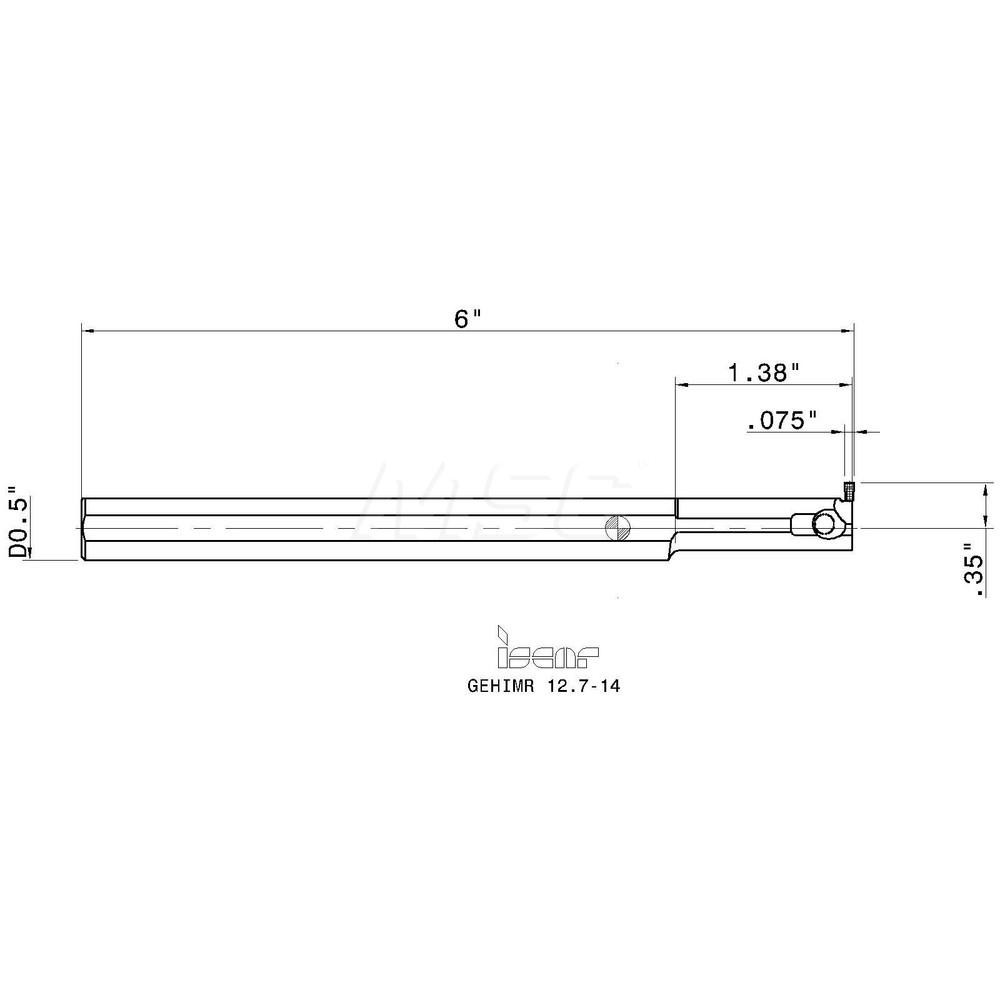 Iscar Indexable Grooving Toolholder:  GEHIMR 12.7-14, 0.0750" Max Groove Width - 2801192