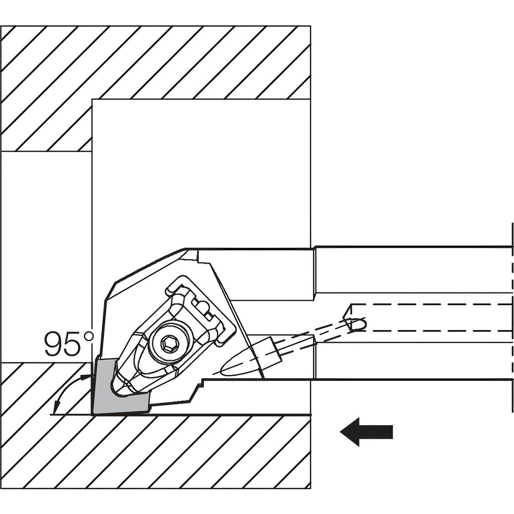 Kyocera Indexable Boring Bar: A20TDCLNR4, 1.5000" Min Bore, Right Hand, 5 deg Lead, Steel - OTM87664
