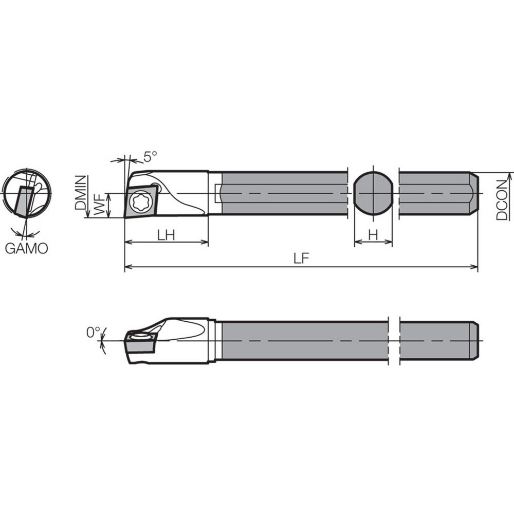 Kyocera Indexable Boring Bar: C06JSCLCR0407AN, 7.00 mm Min Bore, Right Hand, 6.00 mm Shank Dia, Steel & Solid Carbide - THC14553