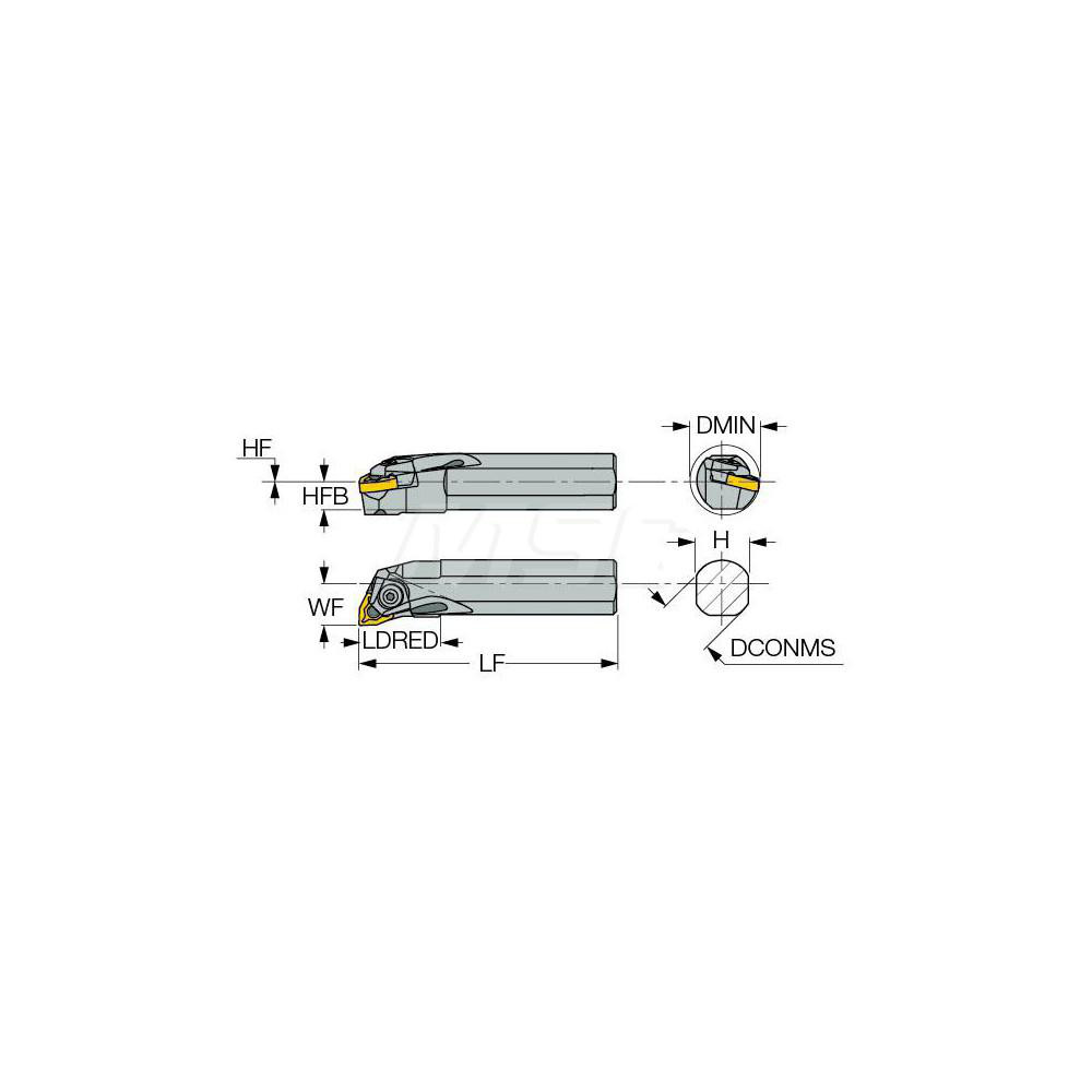 Iscar Indexable Boring Bar: A-MWLNR 24-4W, 1.7600" Min Bore, Right Hand, Steel - 3601344