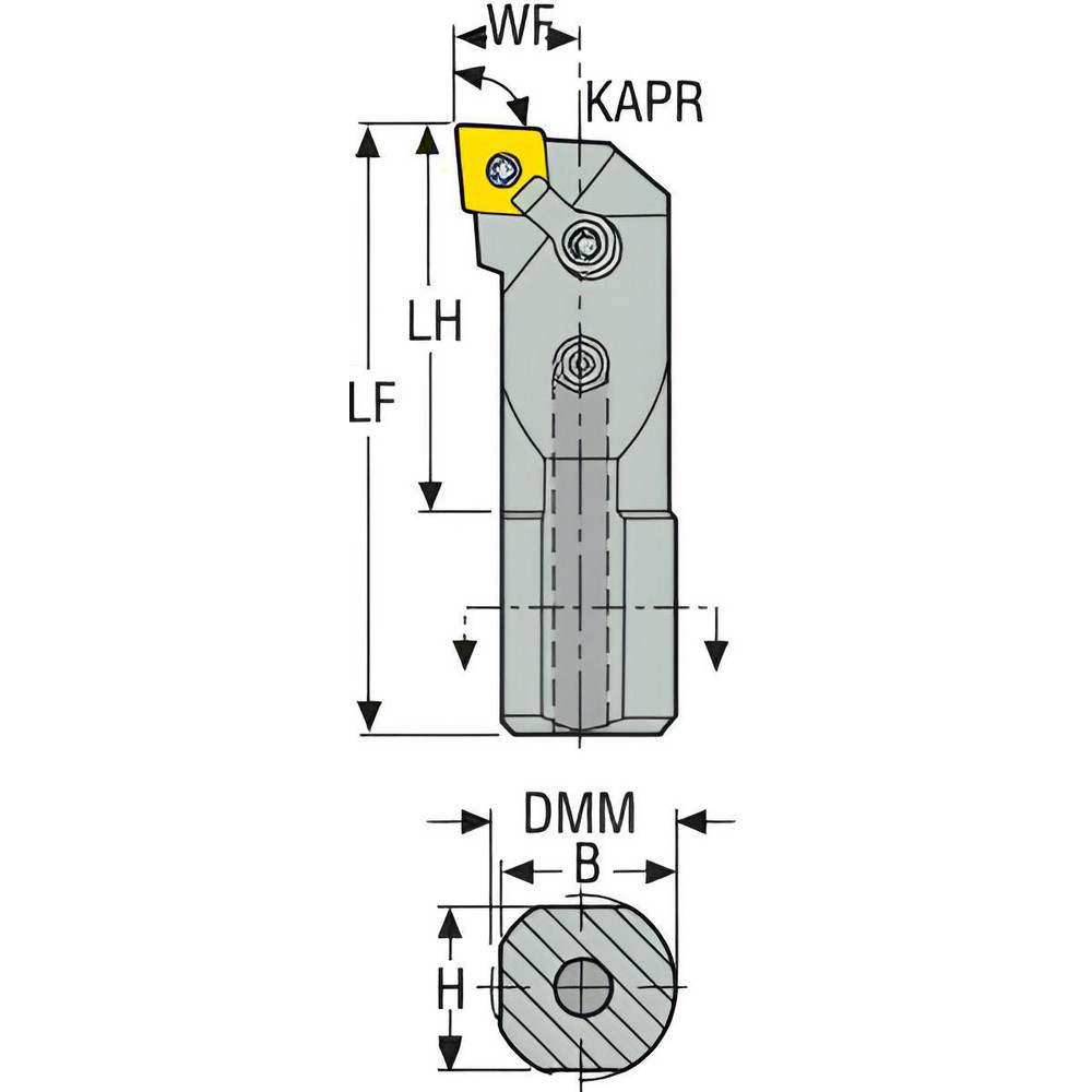 Seco Indexable Boring Bar: A32-MCLNL-5, 2.5620" Min Bore, Left Hand, 95 deg Lead, Steel - 00012114