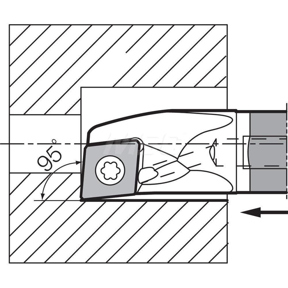 Kyocera Indexable Boring Bar: A25SSCLPR0927AE, 27.00 mm Min Bore, Right Hand, 25.00 mm Shank Dia, 5 deg Lead, Steel - THC11666