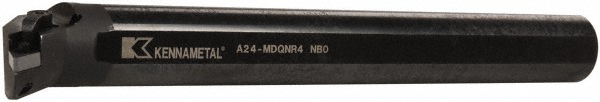 Kennametal Indexable Boring Bar: A24UDDUNR4KC3, 1-1/2" Min Bore, Right Hand, 1-1/2" Shank Dia, 3 deg Lead, Steel - 2408392