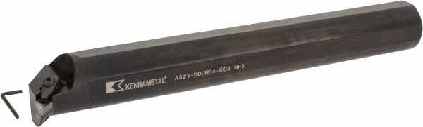Kennametal Indexable Boring Bar: A24UDDUNR4KC3, 1-1/2" Min Bore, Right Hand, 1-1/2" Shank Dia, 3 deg Lead, Steel - 2408392