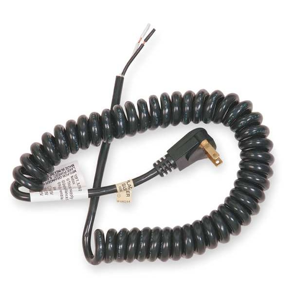 Power First Coiled Power Cord, 1-15P, SJT, 10 ft., 13A, 16/2 - 3AY41