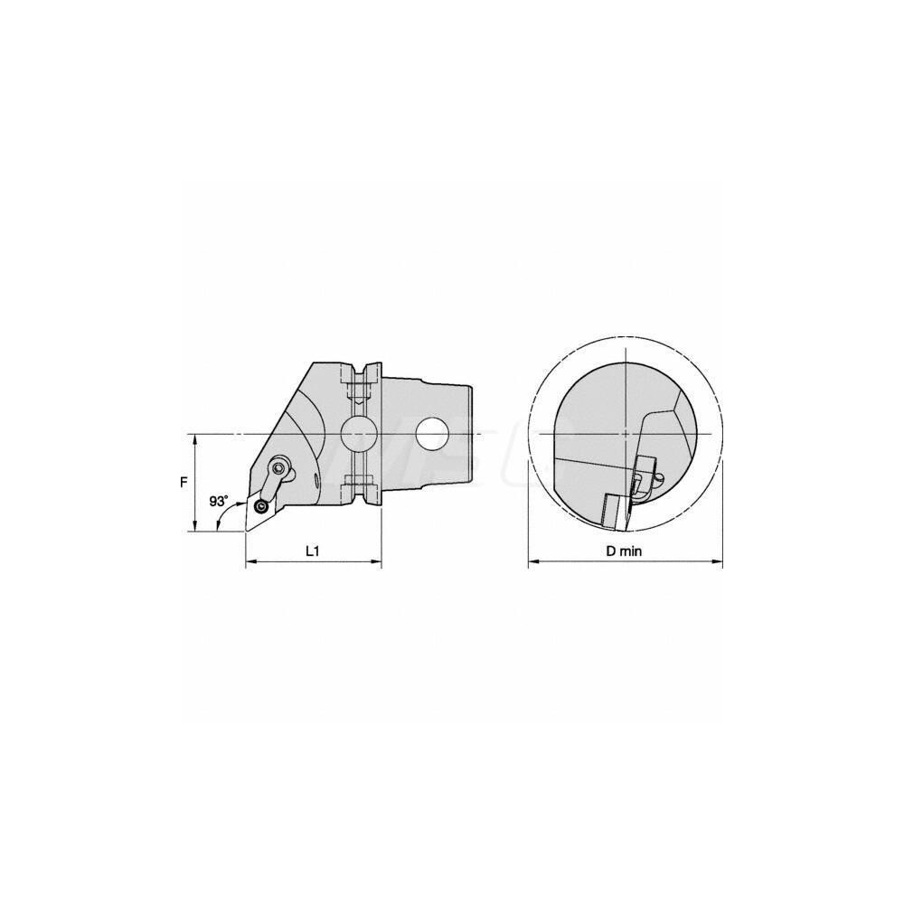 Kennametal Modular Turning & Profiling Head: Size KM63, 60 mm Head Length, Internal, Right Hand - 2397717
