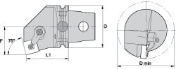 Kennametal Modular Turning & Profiling Head: Size KM63, 60 mm Head Length, Internal, Right Hand - 2397717