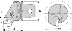 Kennametal Modular Turning & Profiling Head: Size KM63, 60 mm Head Length, Internal, Right Hand - 2397717