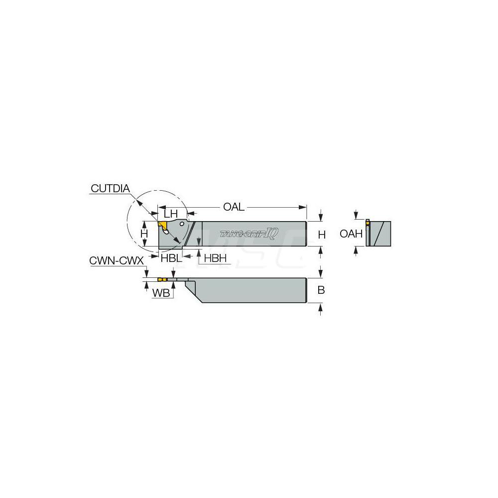 Iscar Indexable Grooving-Cutoff Toolholder: TGTL12.7-1.6-IQ, 0.063 to 0.065" Groove Width, Left Hand - 2302868
