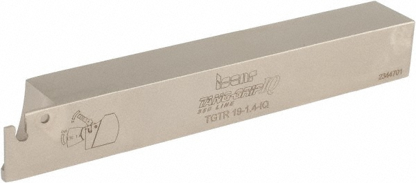 Iscar Indexable Grooving-Cutoff Toolholder: TGTL12.7-1.6-IQ, 0.063 to 0.065" Groove Width, Left Hand - 2302868