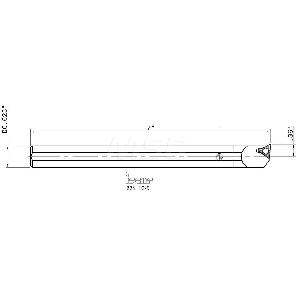 Iscar Indexable Boring Bar: BBN 10-3, 0.7090" Min Bore, 95 deg Lead - 3601374