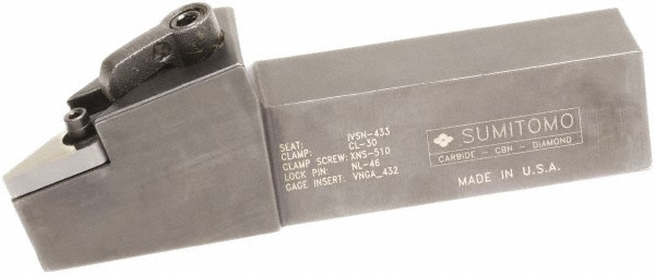 Seco Indexable Turning Toolholder: MVJNR-16-3D, Clamp & Pin - 00071714