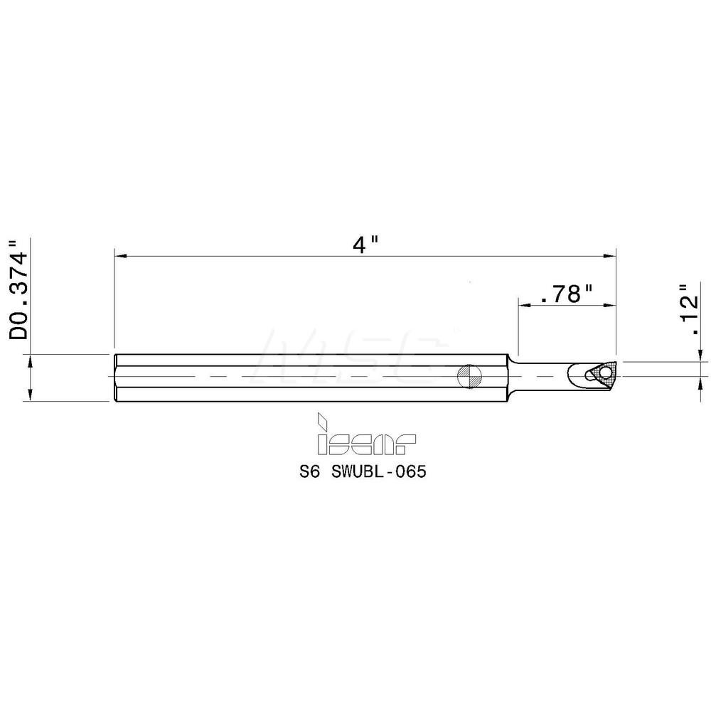 Iscar Indexable Boring Bar: S7-SWUBL-065, 0.2760" Min Bore, Left Hand, Steel - 3601388