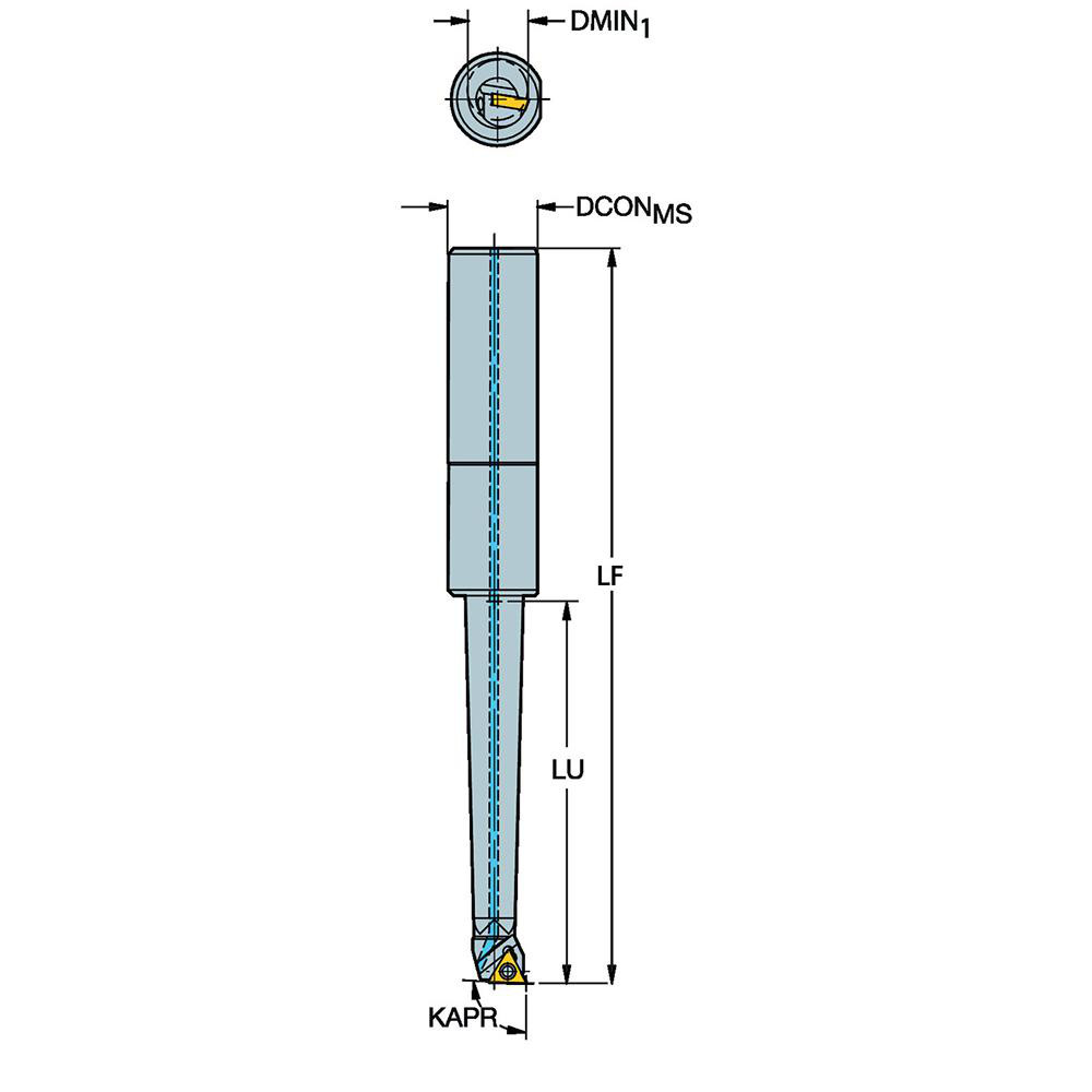 Sandvik Coromant Indexable Boring Bar: R429U-E16-08048TC06, 8.00 mm Min Bore, Right Hand, 16.00 mm Shank Dia, 92 deg Lead, Solid Carbide - 6424072