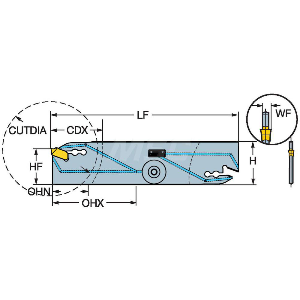 Sandvik Coromant Indexable Cut-Off Blades; End Type: Double; Cutting Direction: Right Hand; Hand: Right Hand; Blade Height (mm): 25.90; Blade Height (Decimal Inch): 1.0197; Blade Width (Decimal Inch): 0.0984; Blade Width (mm): 2.50; Blade Overall Length (Decimal Inch): 4.3307; Blade Overall Length (mm): 110.00 - 6427718