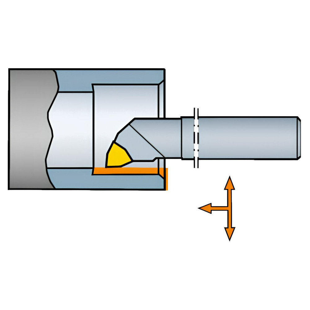 Sandvik Coromant Indexable Boring Bar: A08M-SWLPR2, 0.5984" Min Bore, Right Hand, -5 deg Lead, Steel - 5721622
