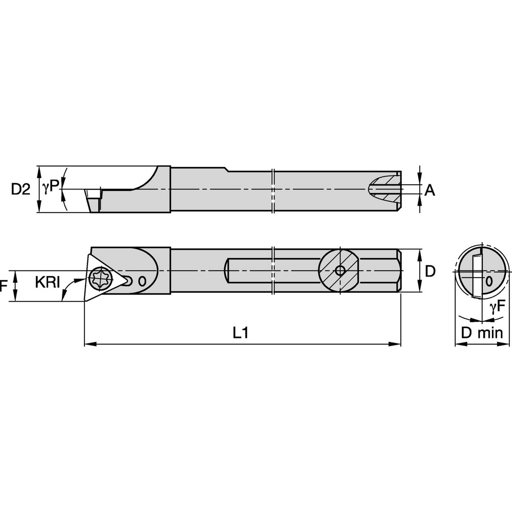 Kennametal Indexable Boring Bar: E06MSTLDL07, 7.06 mm Min Bore, Left Hand, 6.00 mm Shank Dia, -5 deg Lead, Solid Carbide - 1270981