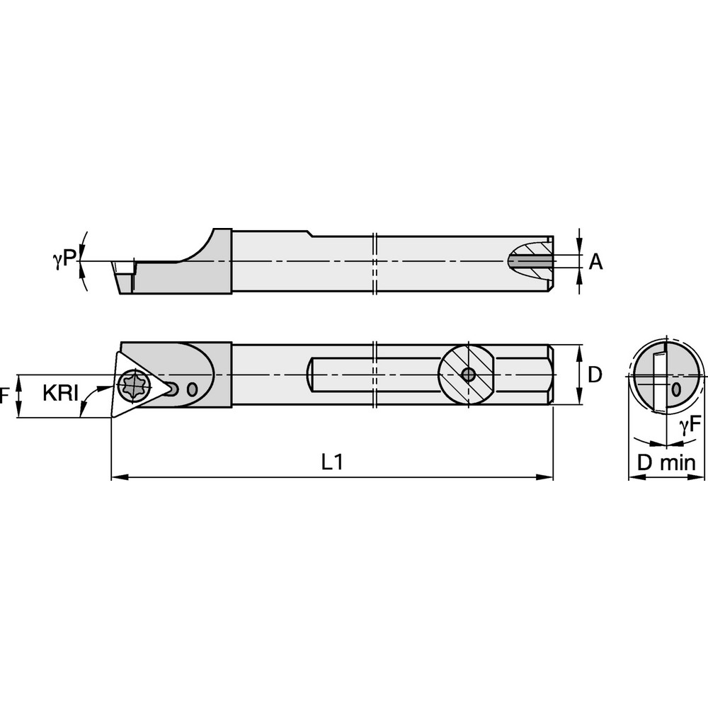 Kennametal Indexable Boring Bar: E06MSTLDL07, 7.06 mm Min Bore, Left Hand, 6.00 mm Shank Dia, -5 deg Lead, Solid Carbide - 1270981
