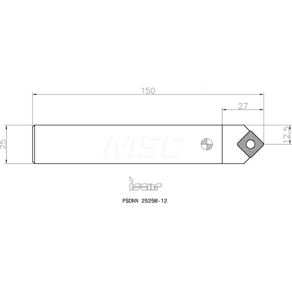 Iscar Indexable Turning Toolholder: PSDNN 2525M-12, Lever - 3600705