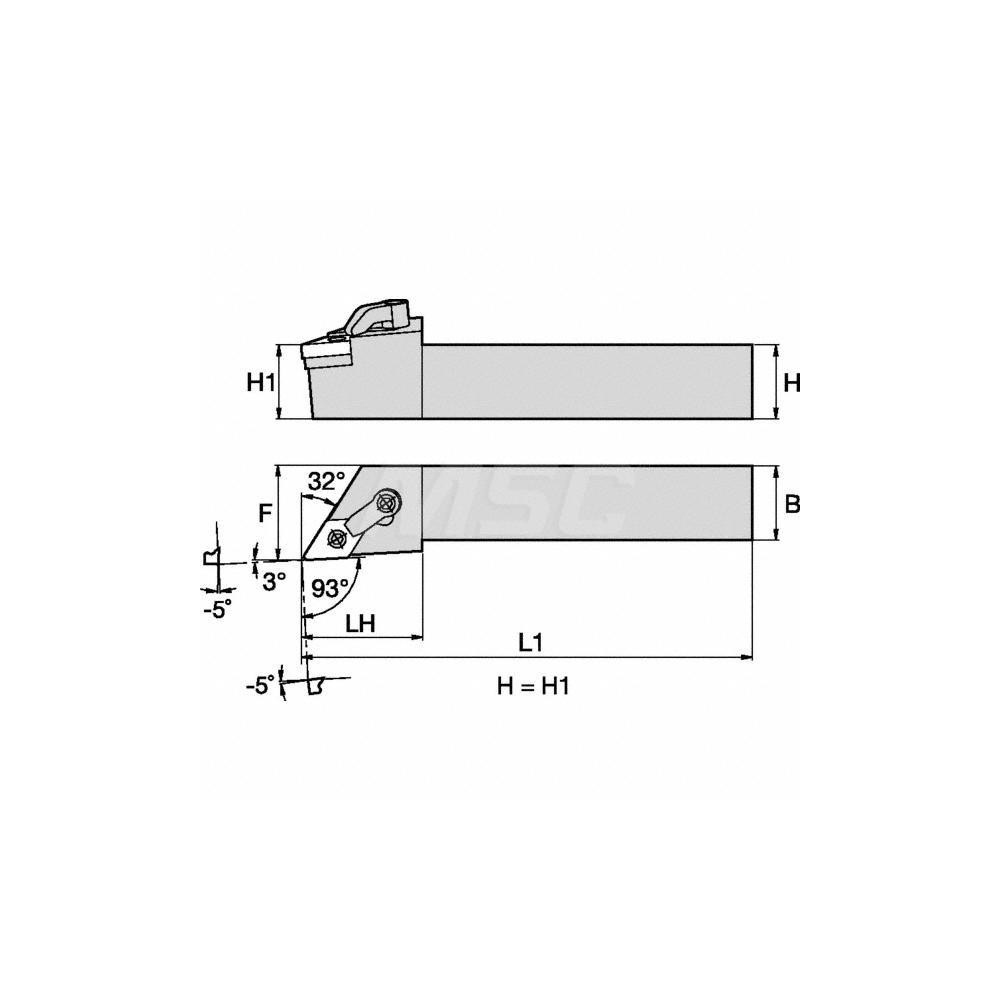 Kennametal Indexable Turning Toolholder: MDJNL124B, Clamp & Screw - 1096253