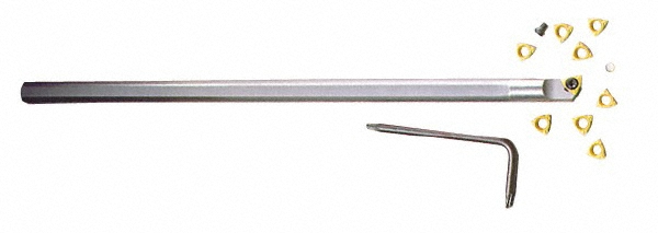 Everede Tool Indexable Boring Bar: .270 MINIBORE 5 DEG., 0.2700" Min Bore, Right Hand, 5 deg Lead, Solid Carbide (Shank) & Steel (Head) - 00253