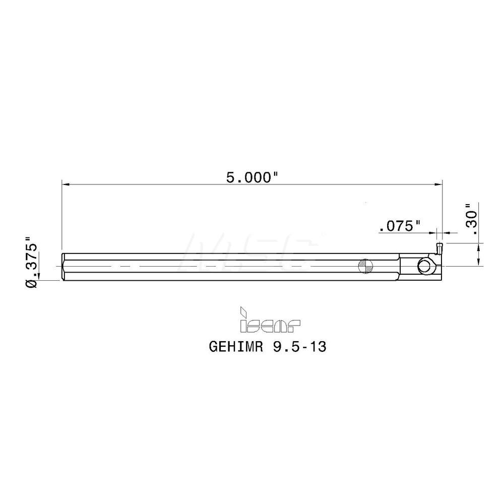 Iscar Indexable Grooving Toolholder: GEHIMR 9.5-13, Internal, Right Hand - 2801191