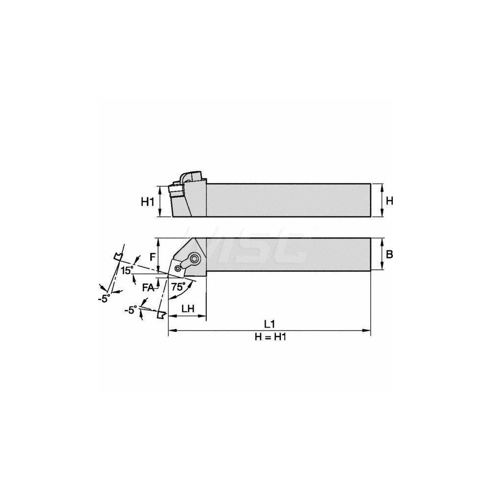 Kennametal Indexable Turning Toolholder: MSRNR206D, Clamp & Screw - 1096153